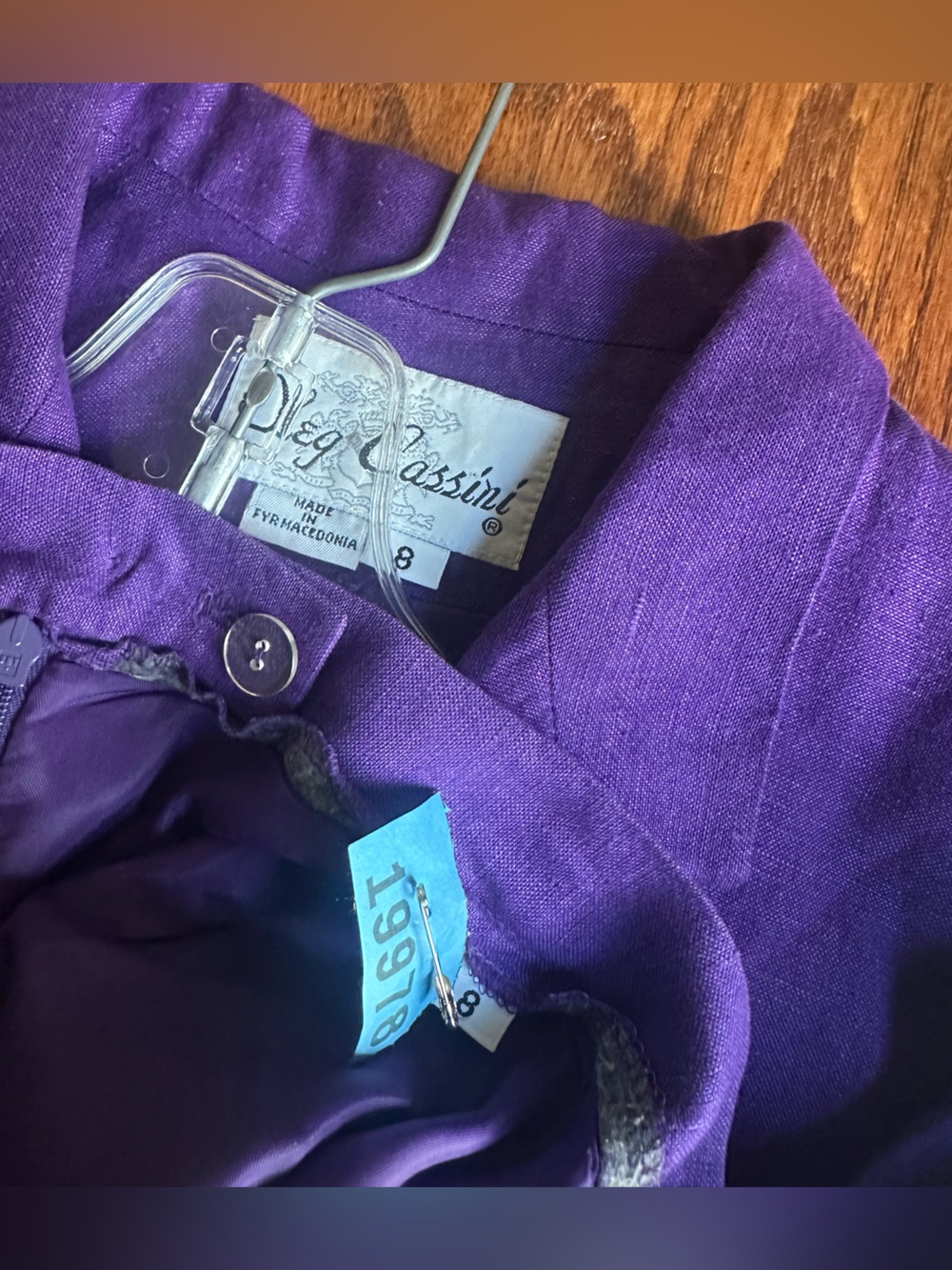 Oleg Cassini Women's Purple Two-Piece Linen Suit Jacket & Skirt Set Size 8 - Picture 3 of 3